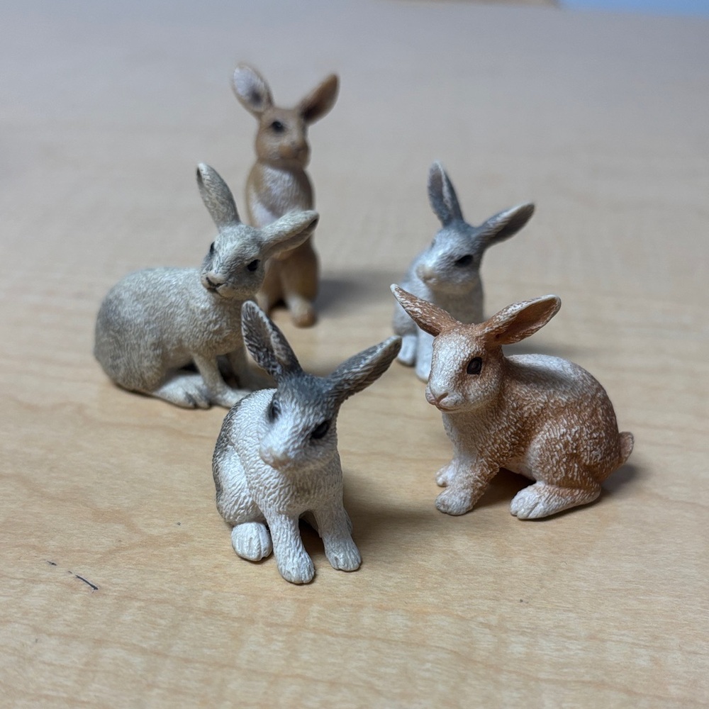 Schleich Rabbits Figurine Set - Brown, Gray, Cream